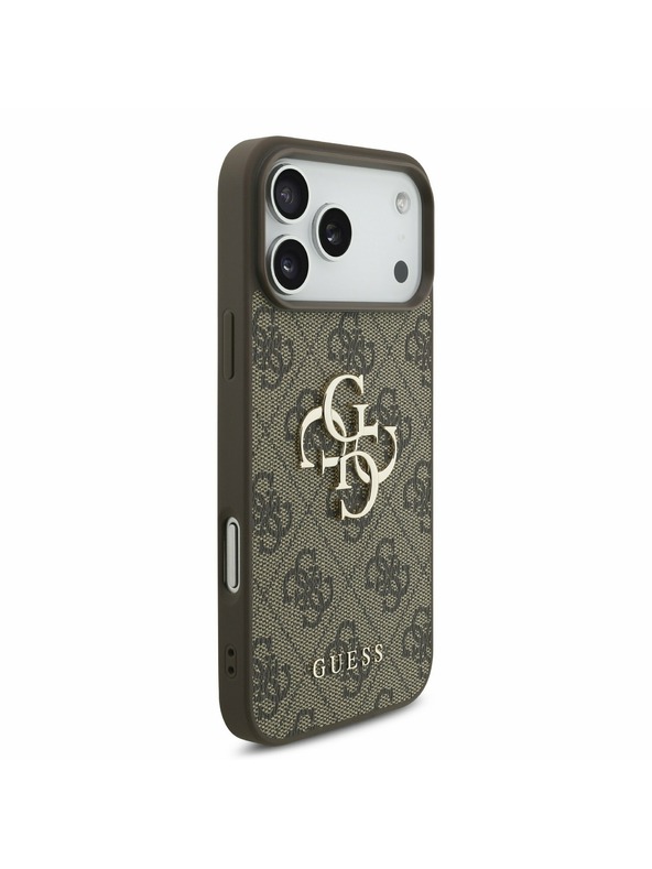 Guess Guess PU 4G Metal Logo Strap Задний калъф за iPhone 17 Pro Max Brown
