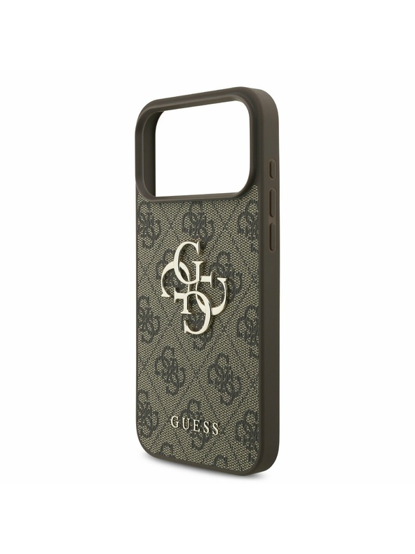 Guess Guess PU 4G Metal Logo Strap Задний калъф за iPhone 17 Pro Max Brown