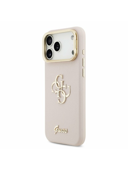 Guess Guess PU Grained 4G Logo Stand Camera Frame Задний калъф за iPhone 17 Pro Max Pink