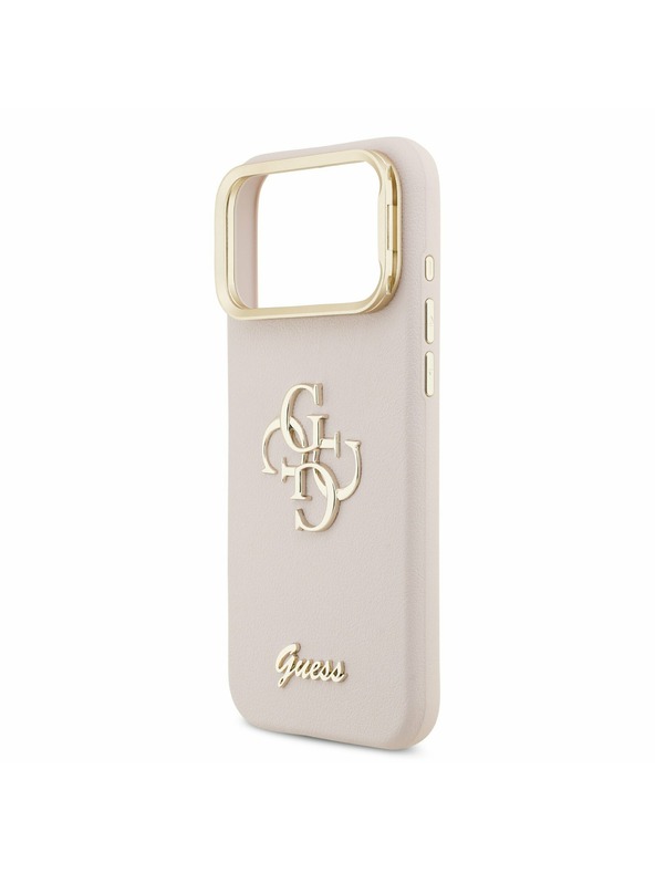 Guess Guess PU Grained 4G Logo Stand Camera Frame Задний калъф за iPhone 17 Pro Max Pink