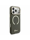 Guess Guess IML Glitter Script Strap MagSafe Задний калъф за iPhone 17 Pro Max Black