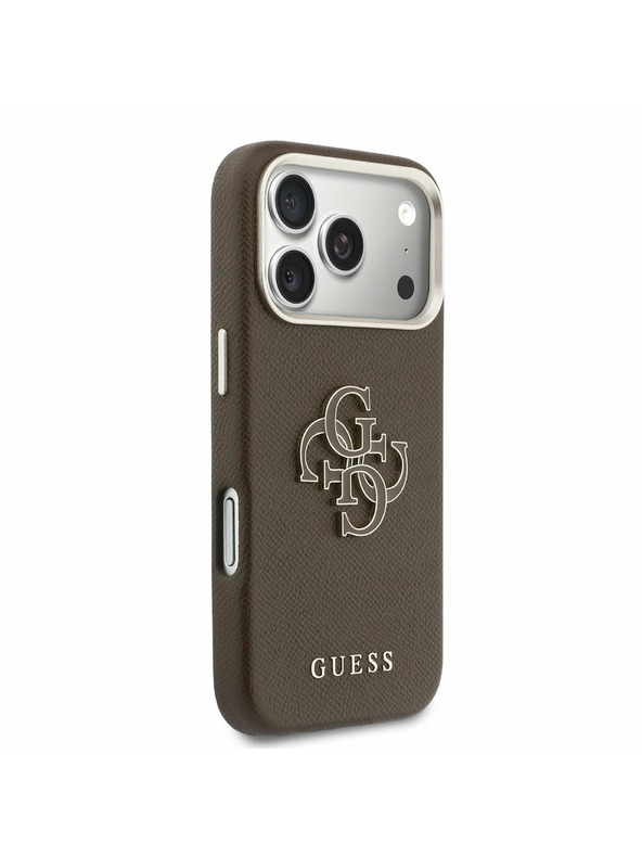Guess Guess PU Resin Logo Задний калъф за iPhone 17 Pro Max Brown