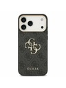 Guess Guess PU Leather 4G Metal Logo Gold Frame Задний Чехол за iPhone 17 Pro Max Black