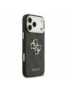 Guess Guess PU Leather 4G Metal Logo Gold Frame Задний Чехол за iPhone 17 Pro Max Black