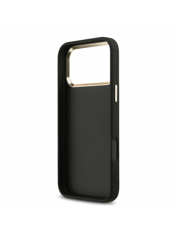 Guess Guess PU Leather 4G Metal Logo Gold Frame Задний Чехол за iPhone 17 Pro Max Black