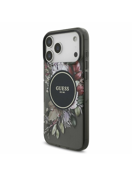 Guess Guess IML Flowers Strap MagSafe Задний Чехол за iPhone 17 Pro Max Black