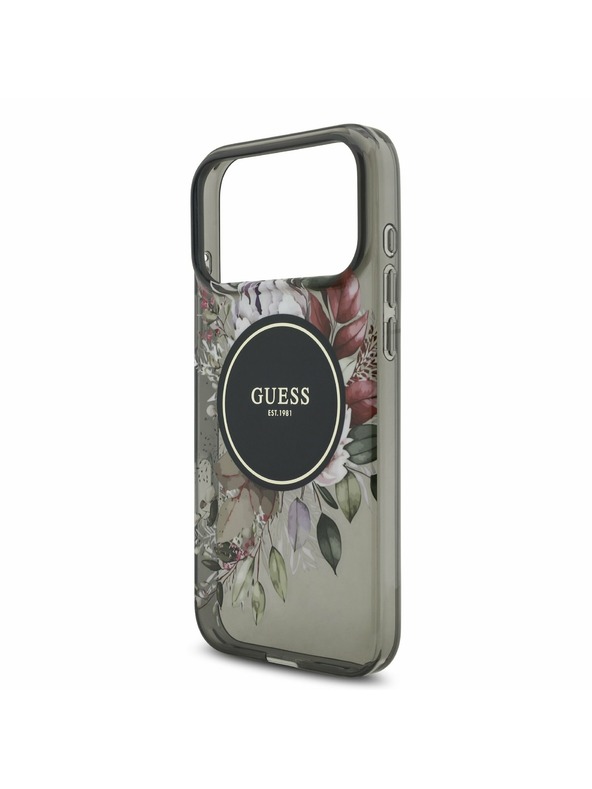 Guess Guess IML Flowers Strap MagSafe Задний Чехол за iPhone 17 Pro Max Black