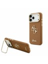 Guess Guess PU Grained 4G Logo Stand Camera Frame Задний Чехол за iPhone 17 Pro Max Brown