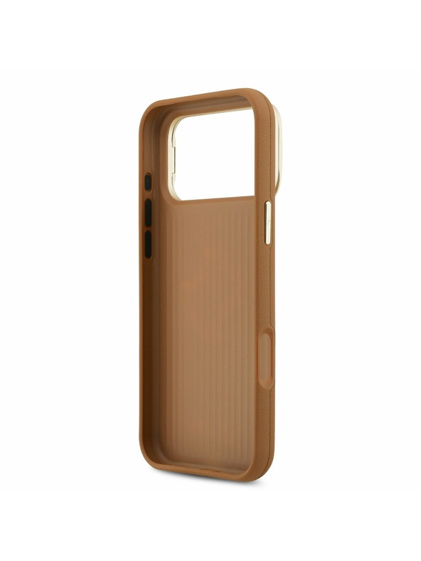 Guess Guess PU Grained 4G Logo Stand Camera Frame Задний Чехол за iPhone 17 Pro Max Brown