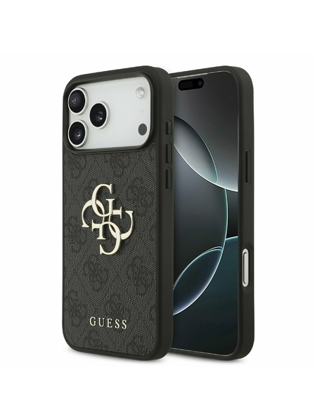 Guess Guess PU 4G Metal Logo Задний Чехол за iPhone 17 Pro Max Grey