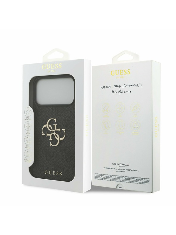 Guess Guess PU 4G Metal Logo Задний Чехол за iPhone 17 Pro Max Grey