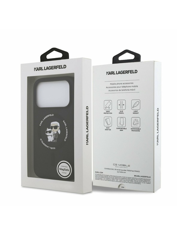 Karl Lagerfeld Karl Lagerfeld Liquid Silicone Karl and Choupette MagSafe Задний Чехол за iPhone 17 Pro Max Black