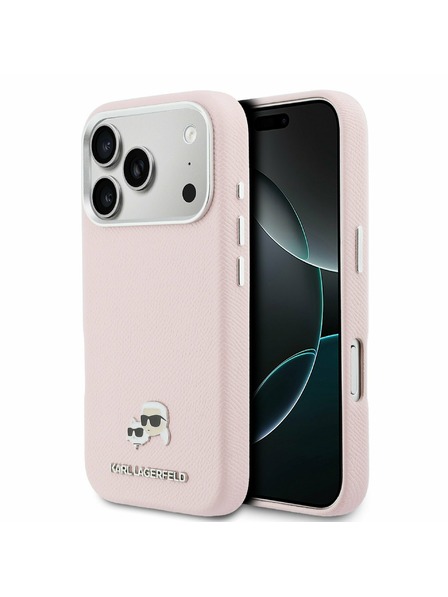 Karl Lagerfeld Karl Lagerfeld PU Karl and Choupette Heads Pins MagSafe Задний Чехол за iPhone 17 Pro Max Pink