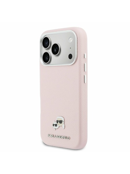 Karl Lagerfeld Karl Lagerfeld PU Karl and Choupette Heads Pins MagSafe Задний Чехол за iPhone 17 Pro Max Pink