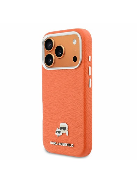 Karl Lagerfeld Karl Lagerfeld PU Karl and Choupette Heads Pins MagSafe Задний Чехол за iPhone 17 Pro Max Orange