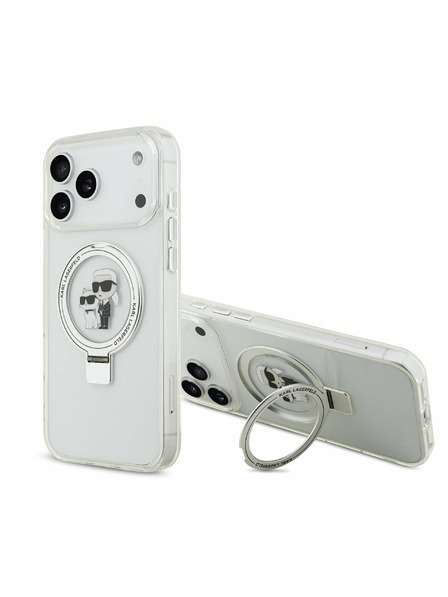 Karl Lagerfeld Karl Lagerfeld Ringstand Karl and Choupette MagSafe Задний Чехол за iPhone 17 Pro Max White
