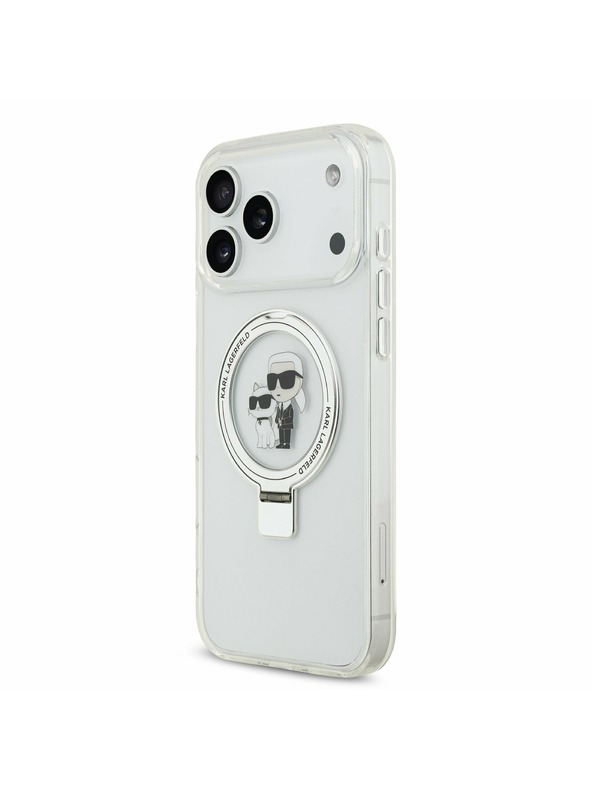Karl Lagerfeld Karl Lagerfeld Ringstand Karl and Choupette MagSafe Задний Чехол за iPhone 17 Pro Max White