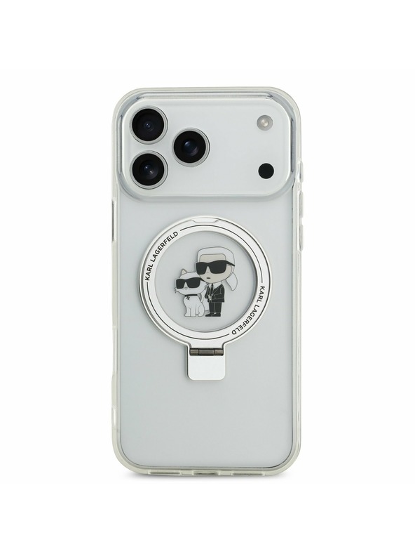 Karl Lagerfeld Karl Lagerfeld Ringstand Karl and Choupette MagSafe Задний Чехол за iPhone 17 Pro Max White