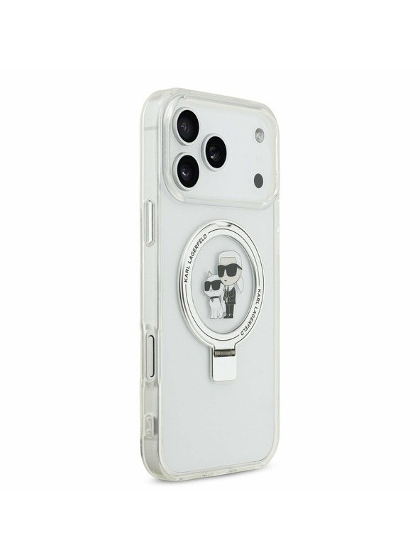 Karl Lagerfeld Karl Lagerfeld Ringstand Karl and Choupette MagSafe Задний Чехол за iPhone 17 Pro Max White