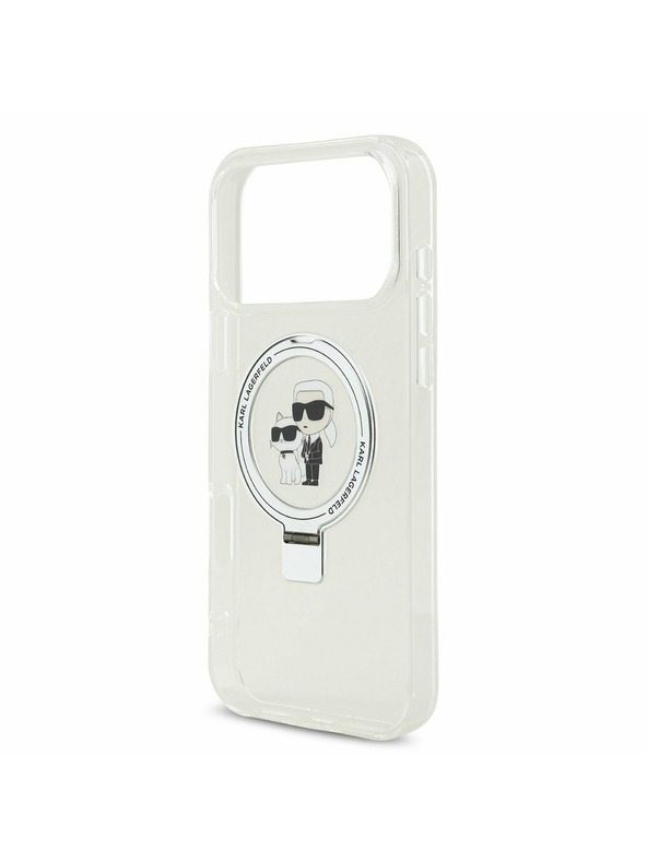 Karl Lagerfeld Karl Lagerfeld Ringstand Karl and Choupette MagSafe Задний Чехол за iPhone 17 Pro Max White