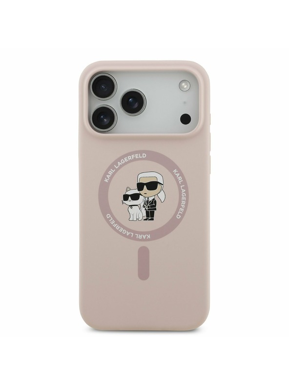 Karl Lagerfeld Karl Lagerfeld Liquid Silicone Karl and Choupette MagSafe Задний Чехол за iPhone 17 Pro Max Pink