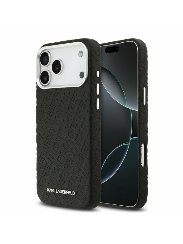 Karl Lagerfeld Karl Lagerfeld Grained PU Repeated Logo MagSafe Задний Чехол за iPhone 17 Pro Max Black