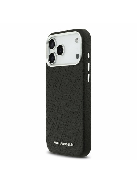 Karl Lagerfeld Karl Lagerfeld Grained PU Repeated Logo MagSafe Задний Чехол за iPhone 17 Pro Max Black