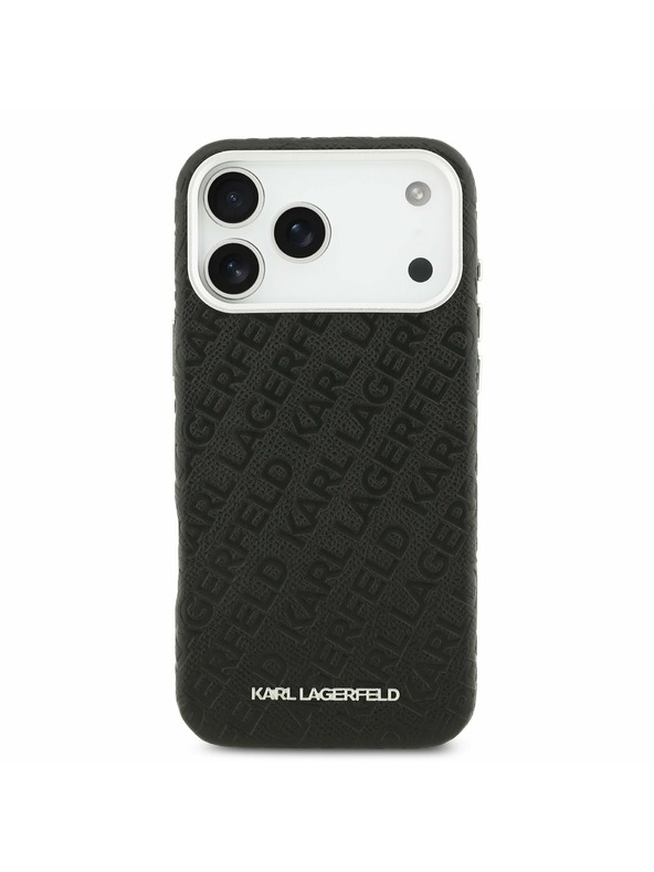 Karl Lagerfeld Karl Lagerfeld Grained PU Repeated Logo MagSafe Задний Чехол за iPhone 17 Pro Max Black