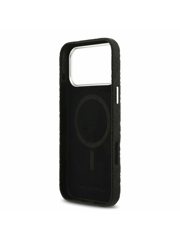 Karl Lagerfeld Karl Lagerfeld Grained PU Repeated Logo MagSafe Задний Чехол за iPhone 17 Pro Max Black