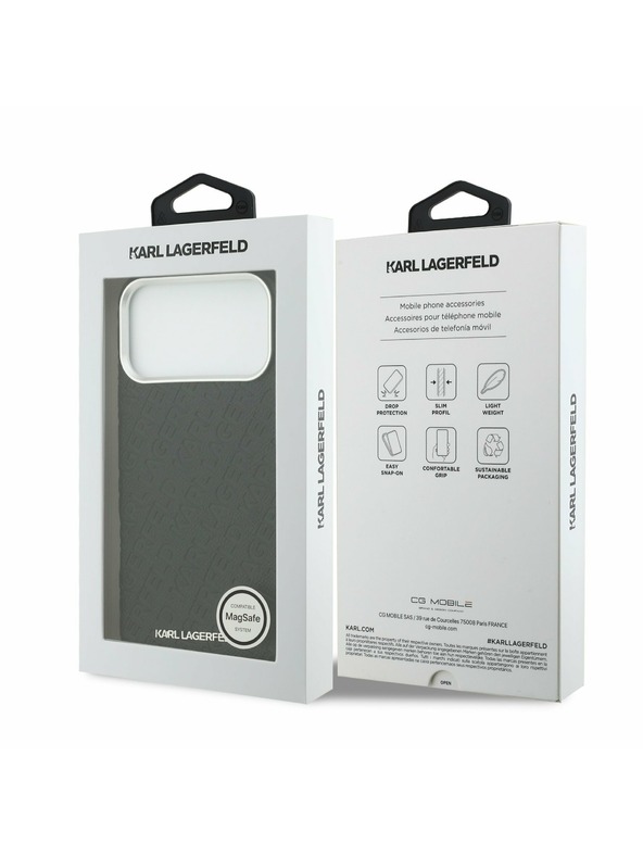 Karl Lagerfeld Karl Lagerfeld Grained PU Repeated Logo MagSafe Задний Чехол за iPhone 17 Pro Max Black