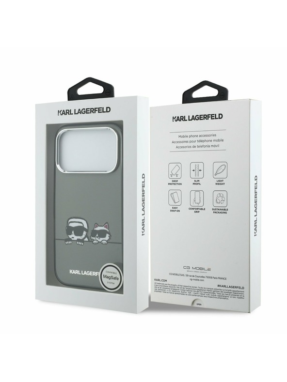 Karl Lagerfeld Karl Lagerfeld IML K&CH Heads Logo MagSafe Задний Чехол за iPhone 17 Pro Max Black