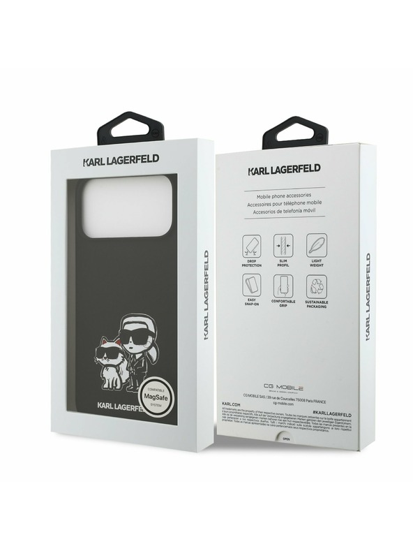 Karl Lagerfeld Karl Lagerfeld Liquid Silicone K&CH Sketch MagSafe Задний Чехол за iPhone 17 Pro Max Black
