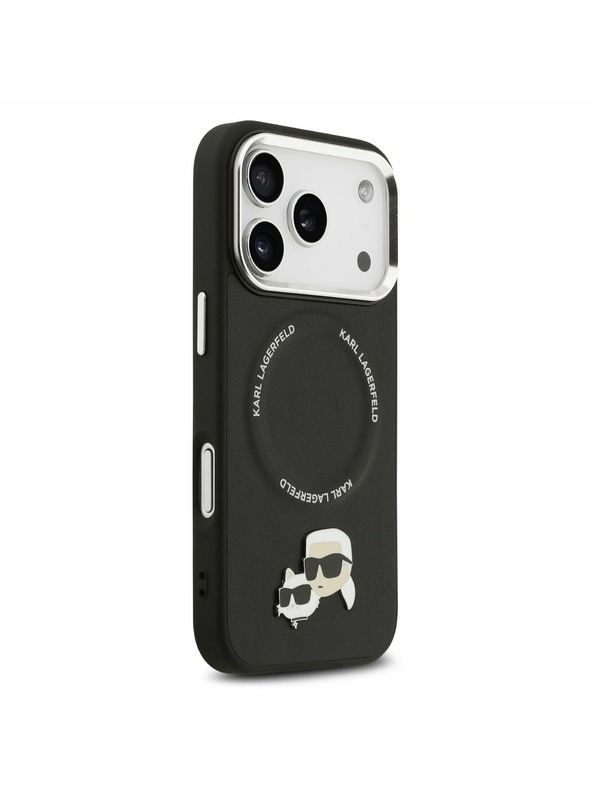 Karl Lagerfeld Karl Lagerfeld PU Karl and Choupette Heads Pins MagSafe Задний Чехол за iPhone 17 Pro Max Black