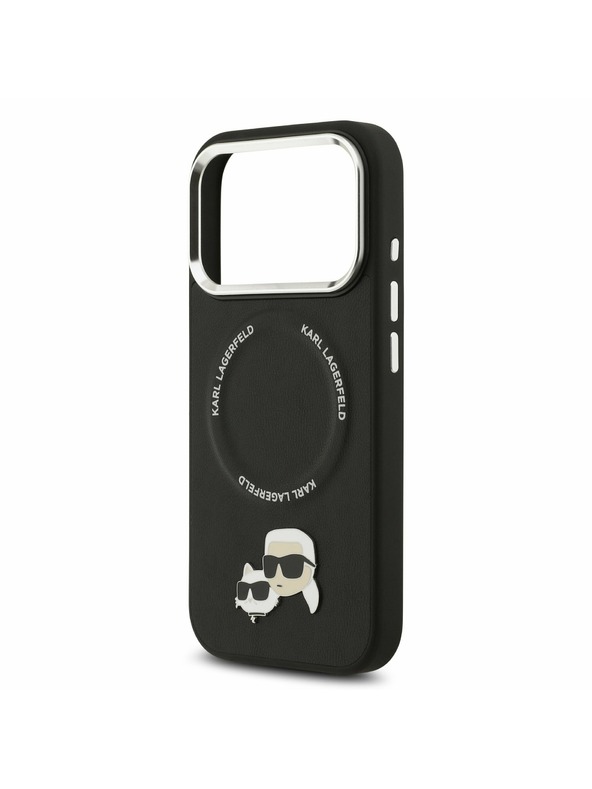 Karl Lagerfeld Karl Lagerfeld PU Karl and Choupette Heads Pins MagSafe Задний Чехол за iPhone 17 Pro Max Black
