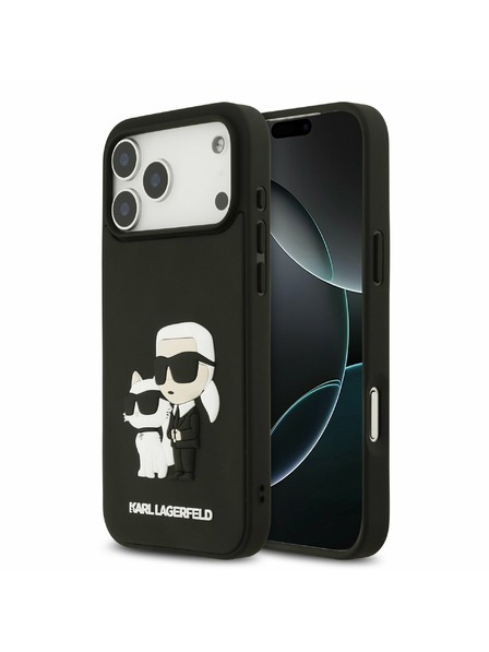 Karl Lagerfeld Karl Lagerfeld 3D Rubber Karl and Choupette Задний Чехол за iPhone 17 Pro Max Black