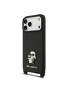 Karl Lagerfeld Karl Lagerfeld Saffiano Crossbody Ремък Metal Karl and Choupette Задний Чехол за iPhone 17 Pro Max Black