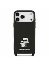 Karl Lagerfeld Karl Lagerfeld Saffiano Crossbody Ремък Metal Karl and Choupette Задний Чехол за iPhone 17 Pro Max Black