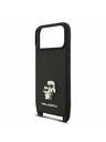 Karl Lagerfeld Karl Lagerfeld Saffiano Crossbody Ремък Metal Karl and Choupette Задний Чехол за iPhone 17 Pro Max Black