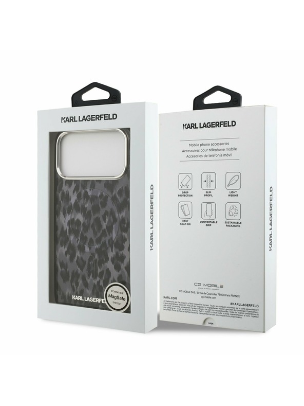 Karl Lagerfeld Karl Lagerfeld IML Leopard MagSafe Задний Чехол за iPhone 17 Pro Max Grey