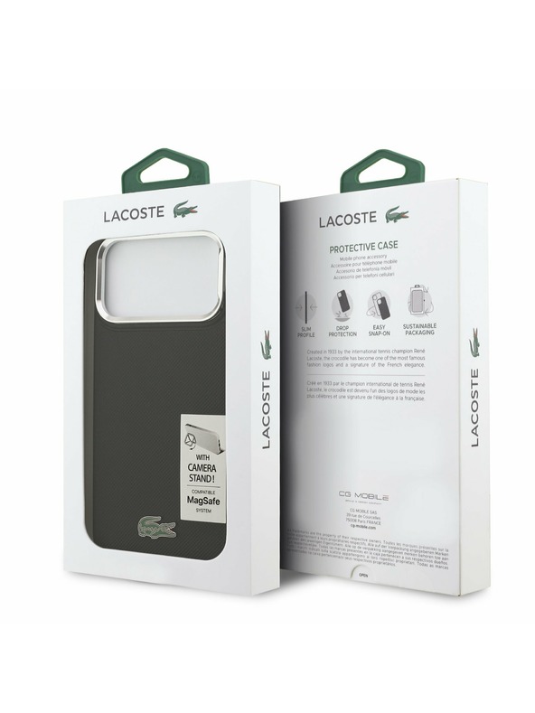 Lacoste Lacoste Iconic Petit Pique Camera Stand MagSafe Задний Чехол за iPhone 17 Pro Max Black