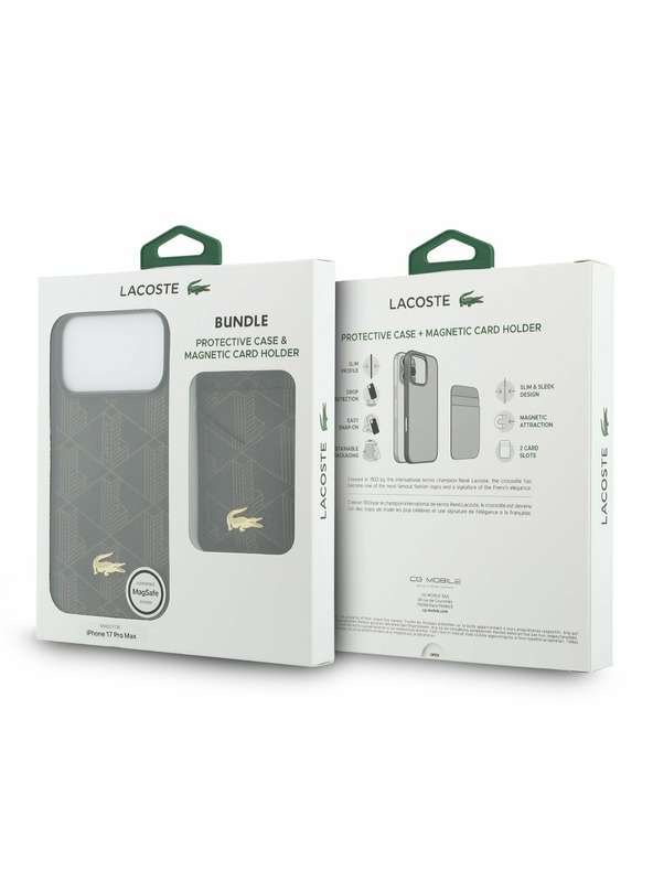 Lacoste Lacoste PVC Blend MagSafe Задний Чехол + Портфейл за iPhone 17 Pro Max Brown
