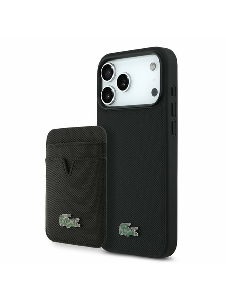 Lacoste Lacoste Iconic Petit Pique MagSafe Задний Чехол + Портфейл за iPhone 17 Pro Max Black