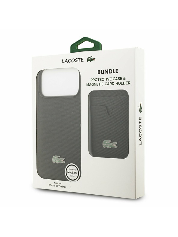 Lacoste Lacoste Iconic Petit Pique MagSafe Задний Чехол + Портфейл за iPhone 17 Pro Max Black
