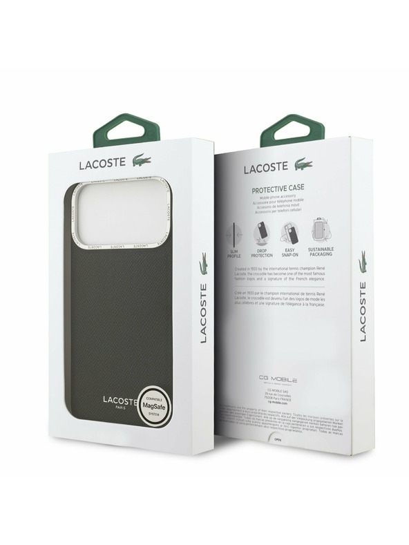 Lacoste Lacoste PU Leather Champs Elysees MagSafe Задний Чехол за iPhone 17 Pro Max Black
