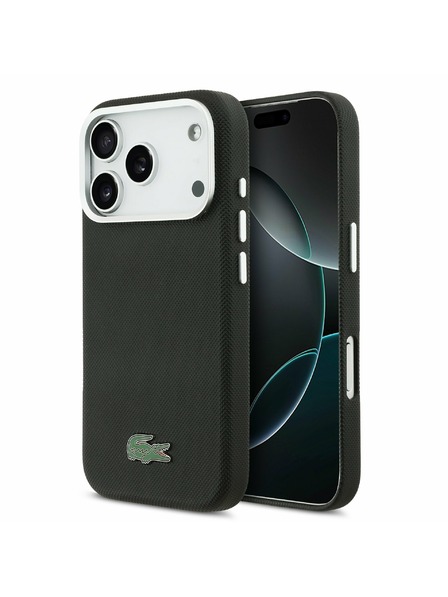 Lacoste Lacoste PVC Iconic Petit Pique Metal Logo MagSafe Задний чехол за iPhone 17 Pro Max Black