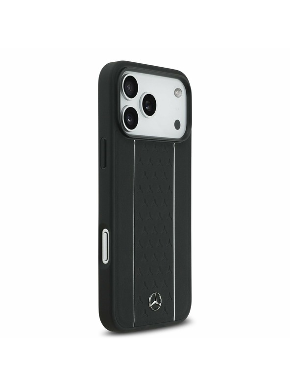 Mercedes Mercedes Leather Star Pattern and Stripes MagSafe Задний чехол за iPhone 17 Pro Max Black/White