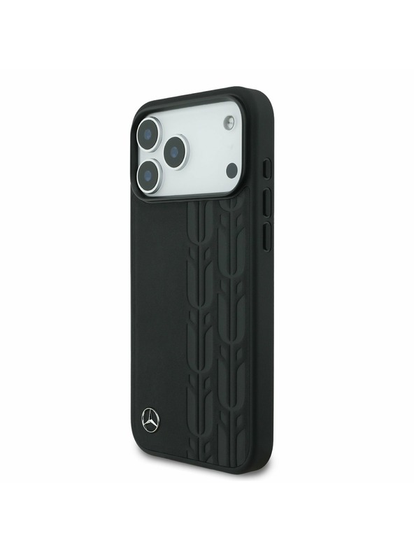 Mercedes Mercedes Leather Laurel Leaves MagSafe Задний чехол за iPhone 17 Pro Max Black