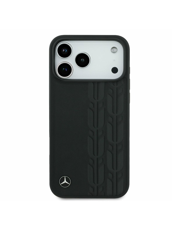 Mercedes Mercedes Leather Laurel Leaves MagSafe Задний чехол за iPhone 17 Pro Max Black