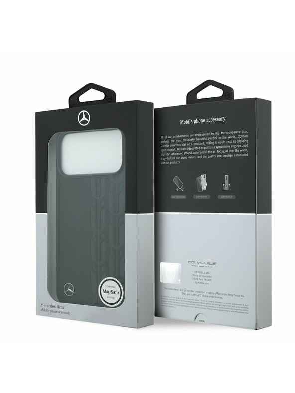 Mercedes Mercedes Leather Laurel Leaves MagSafe Задний чехол за iPhone 17 Pro Max Black