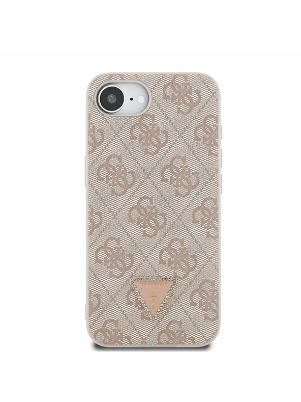 Guess Guess PU 4G Strass Triangle Metal Logo Задний чехол за iPhone 16e/17e Pink